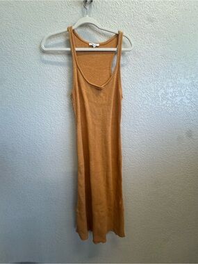 Mustard Ribbed Tank Midi Dress